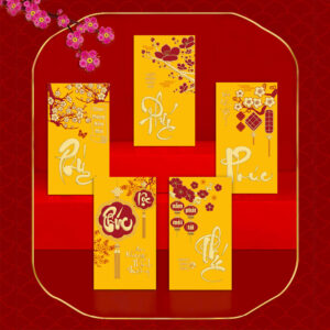 Set 6 Bao Lì Xì Tết Chữ Mạ Vàng