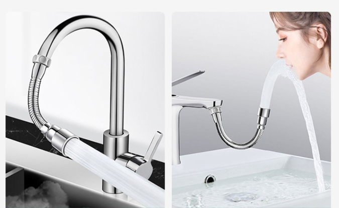 Vòi Nước Bằng Thép Không Gỉ Ống Nối Dài Phổ 720 Độ Xoay Và Uốn Cong Tùy Thích