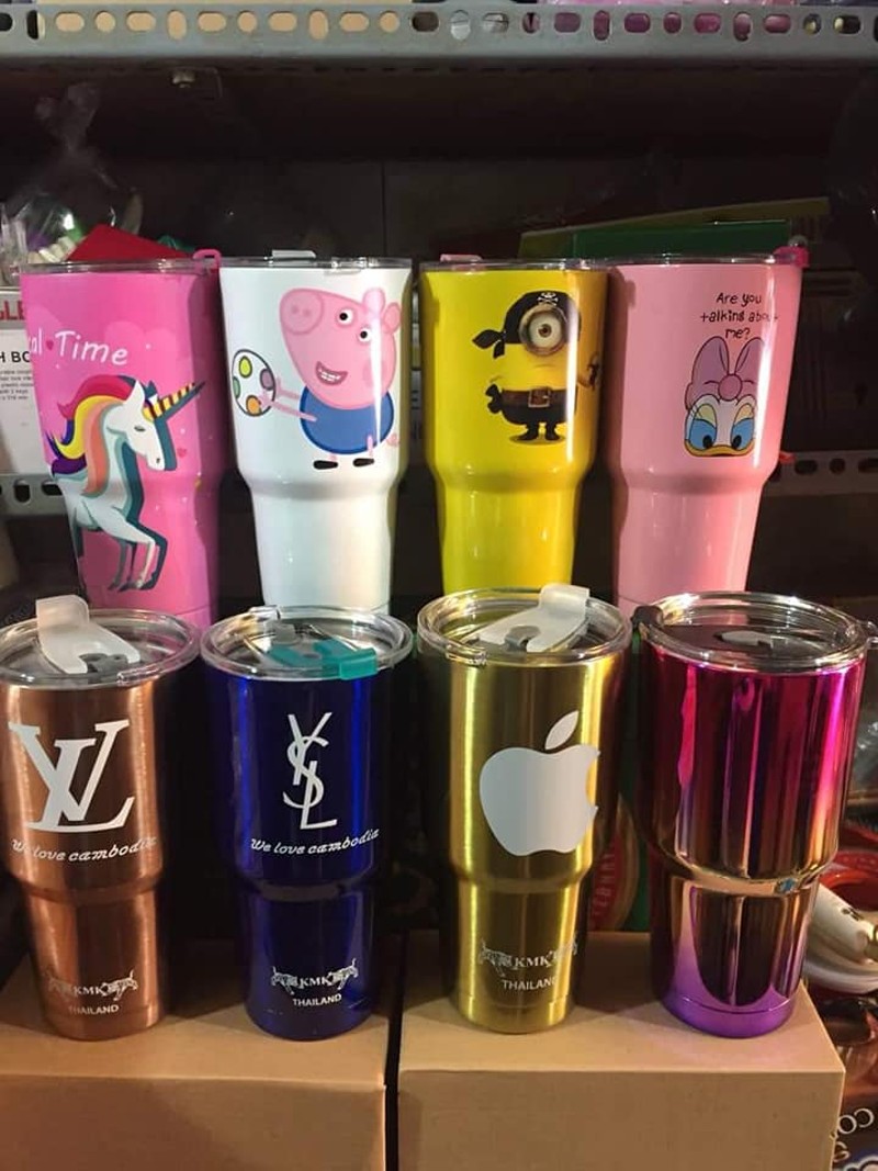 Bình Giữ Nhiệt 900ml Nhiều Hình Kèm 2 Ống Hút, 1 Cọ Rửa, 1 Túi Đựng