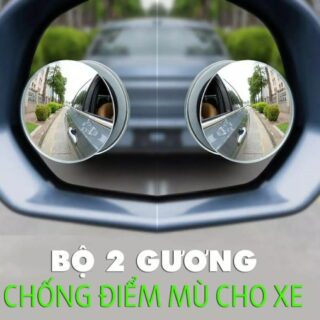 Bộ 2 Gương Cầu Lồi Không Viền Gắn Kính Hậu Xe Ôto Xoay 360 Độ Xóa Điểm Mù