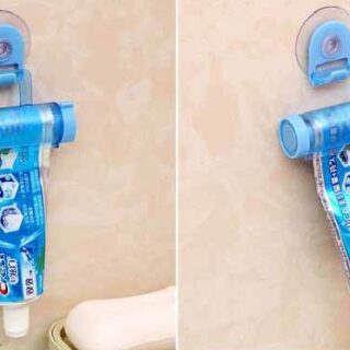 Dụng Cụ Kẹp Kem Đánh Răng Kèm Móc Hít Tường Tiện Lợi
