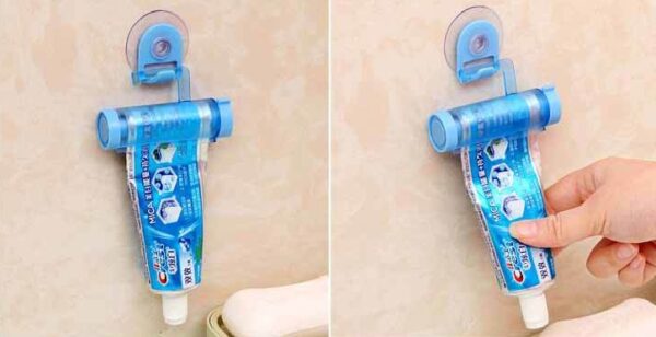 Dụng Cụ Kẹp Kem Đánh Răng Kèm Móc Hít Tường Tiện Lợi