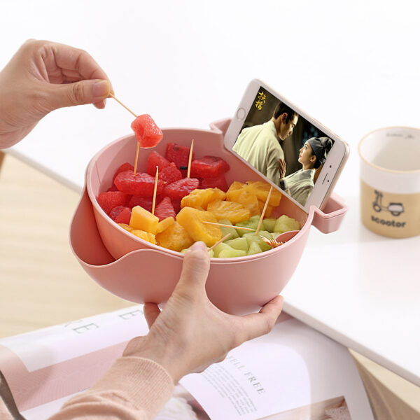 Rổ Thau Đựng Trái Cây 2 Ngăn Có Khe Đựng Điện Thoại