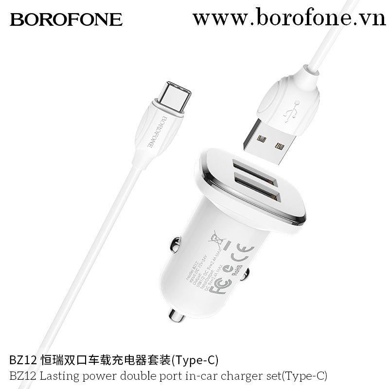 Bộ Sạc 2 Cổng Usb Trên Ô Tô Cổng Type C Bz12