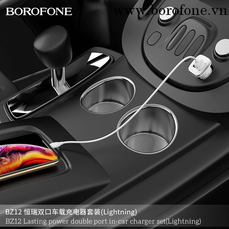 Bộ Sạc 2 Cổng Usb Trên Ô Tô Cổng LN Cho IP BZ12