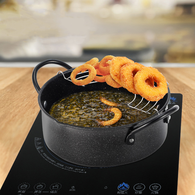 Nồi Chiên Vân đá Chống Dính Size 20cm Emoojoo Nhật Có Khay Ráo Mỡ Siêu Bền Nồi Chiên Vân đá Chống Dính Size 20cm Emoojoo Nhật Có Khay Ráo Mỡ Siêu Bền