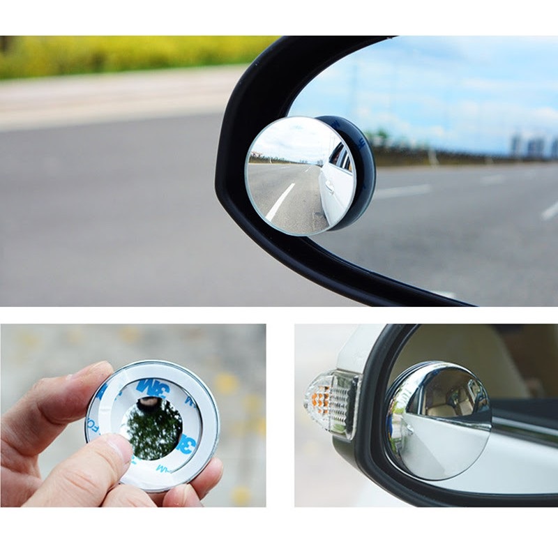 Bộ 2 Gương Cầu Lồi 3R Không Viền Đa Cực Xoay 360 Xóa Điểm Mù Xe Gắn Kính Ô Tô 3R-057