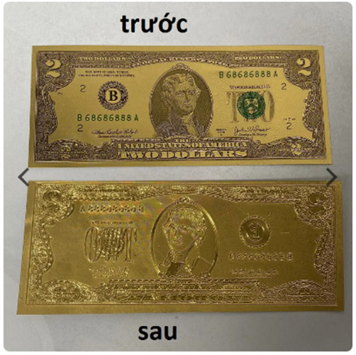 Tiền 2 Usd Plastic Mạ Vàng 1 Mặt Độc Đáo Sáng Tạo