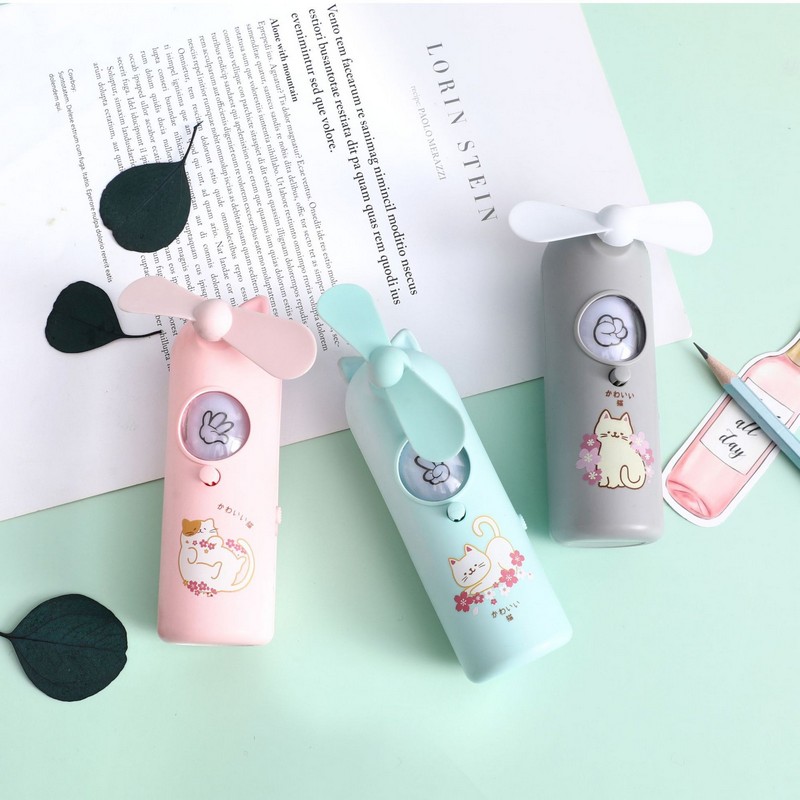 Quạt Mini Cầm Tay Họa Tiết Dễ Thương Nhiều Màu Sắc