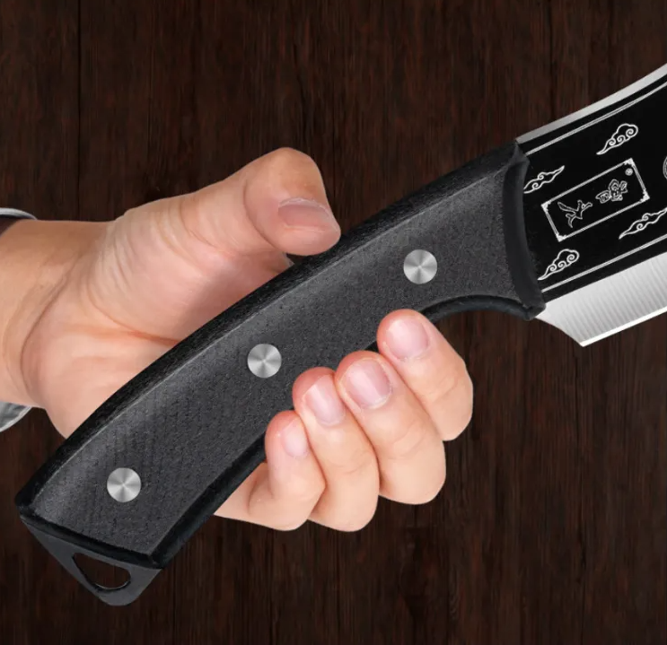 Dao Chặt Thái Hắc Long Chất Liệu Thép Mangan Khắc Laser Họa Tiết Vân Rồng Dao Chặt Thái Hắc Long Chất Liệu Thép Mangan Khắc Laser Họa Tiết Vân Rồng