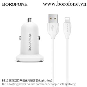 Bộ Sạc Borofone 2 Cổng Usb Trên Ô Tô Cổng LN Cho IP BZ12 2.4A