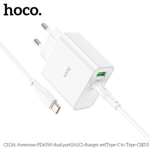 Bộ Sạc Nhanh Hoco C113A PD65W QC3.0 2 Cổng Usb Và Type C Đến Type C Cao Cấp