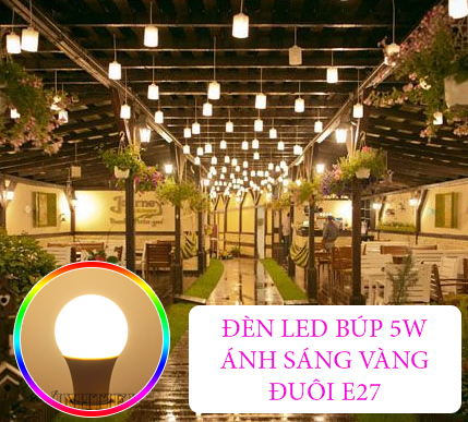 Bóng Đèn Buld Kín Nước Trang Trí Ánh Sáng Vàng 5W