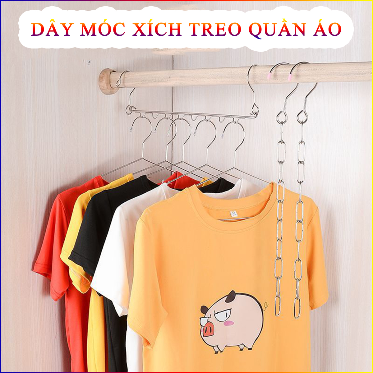 Dây Móc Xích Inox Treo Quần Áo Tiết Kiệm Không Gian Tủ Đồ Dây Móc Xích Inox Treo Quần Áo Tiết Kiệm Không Gian Tủ Đồ