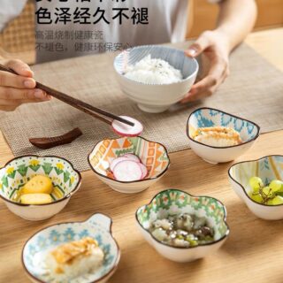Set 6 Chén Gốm Sứ Đựng Nước Chấm, Bát Gia Vị Hoạ Tiết Siêu Xinh 10cm