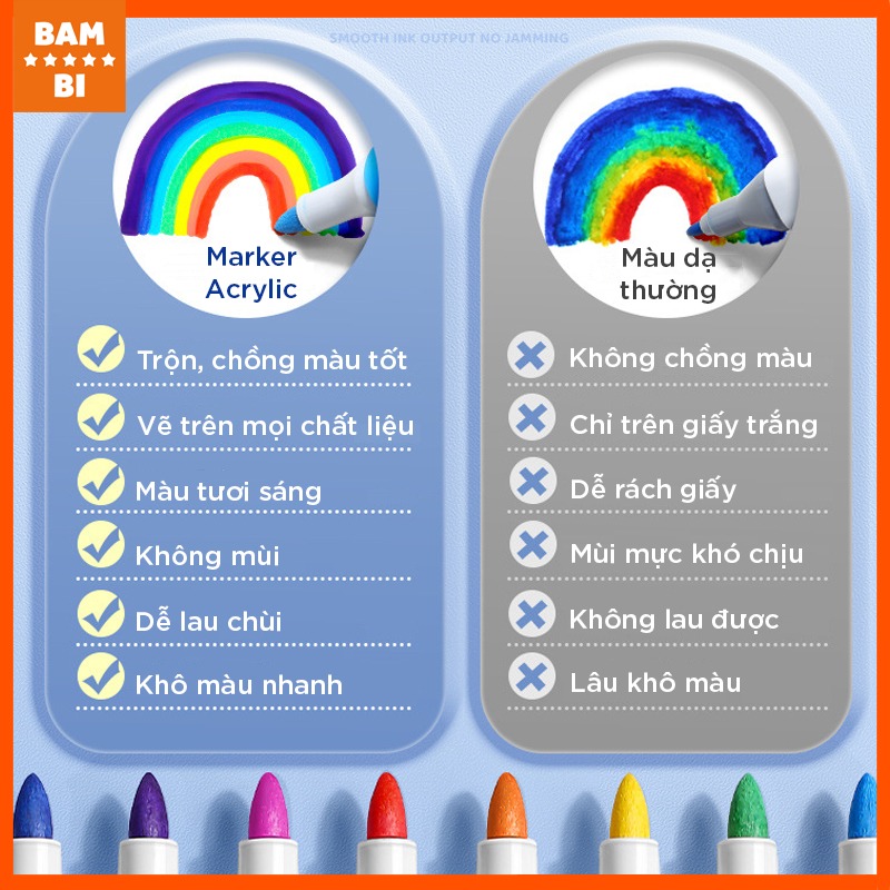 Bút Màu Dạ Marker Acrylic Chống Nước Kèm Hộp Nhựa Bút Màu Dạ Marker Acrylic Chống Nước Kèm Hộp Nhựa