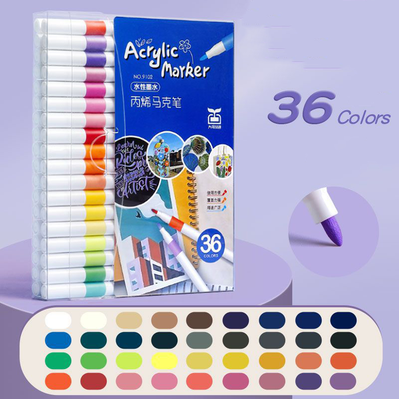 Bộ 36 Bút Màu Acrylic Marker Chống Nước Vẽ Trên Mọi Chất Liệu