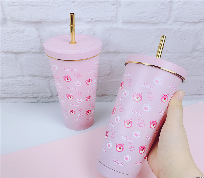 Ly Giữ Nhiệt Inox Hình Gấu Losto 750Ml Kèm Ống Hút Inox Ly Giữ Nhiệt Inox Hình Gấu Losto 750Ml Kèm Ống Hút Inox