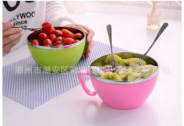 Tô Inox 2 Lớp Hàn Quốc 900Ml Có Nắp Đậy Giữ Nhiệt Ăn Mì, Đựng Cơm Văn Phòng, Rau Củ Quả Đa Năng
