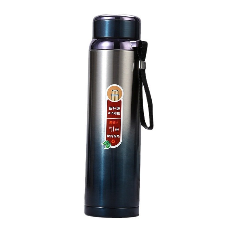 Bình Giữ Nhiệt Inox 316 Cao Cấp 1000Ml Có Dây Treo Và Khay Lọc 30X8Cm