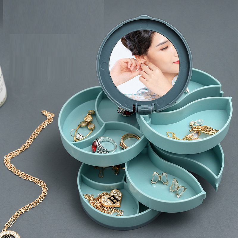 Hộp Đựng Trang Sức 4 Tầng Có Gương Hộp Đựng Trang Sức 4 Tầng Có Gương