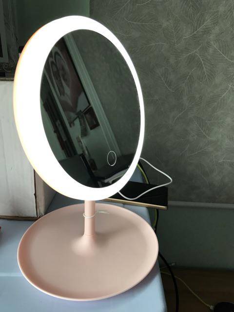 Gương Trang Điểm Đèn LED 28x18cm Sạc USB