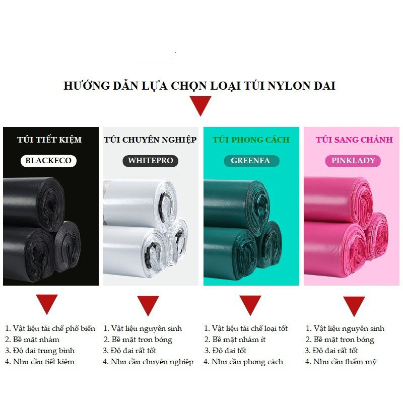 Bộ 100 Túi Nylon Đen Đóng Hàng Niêm Phong Có Keo Dán Miệng 32x45cm