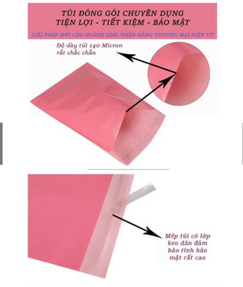 Bộ 100 Túi Nylon Đen Đóng Hàng Niêm Phong Có Keo Dán Miệng 32x45cm