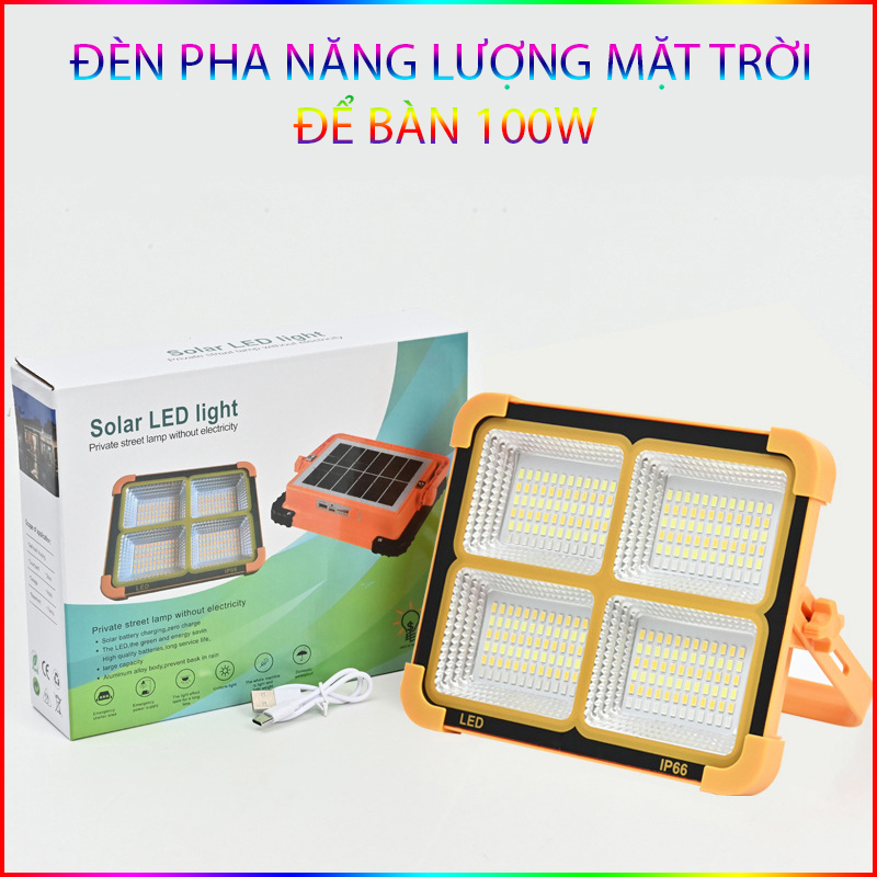 Đèn Pha Năng Lượng Mặt Trời Để Bàn 100W 5 Chế Độ