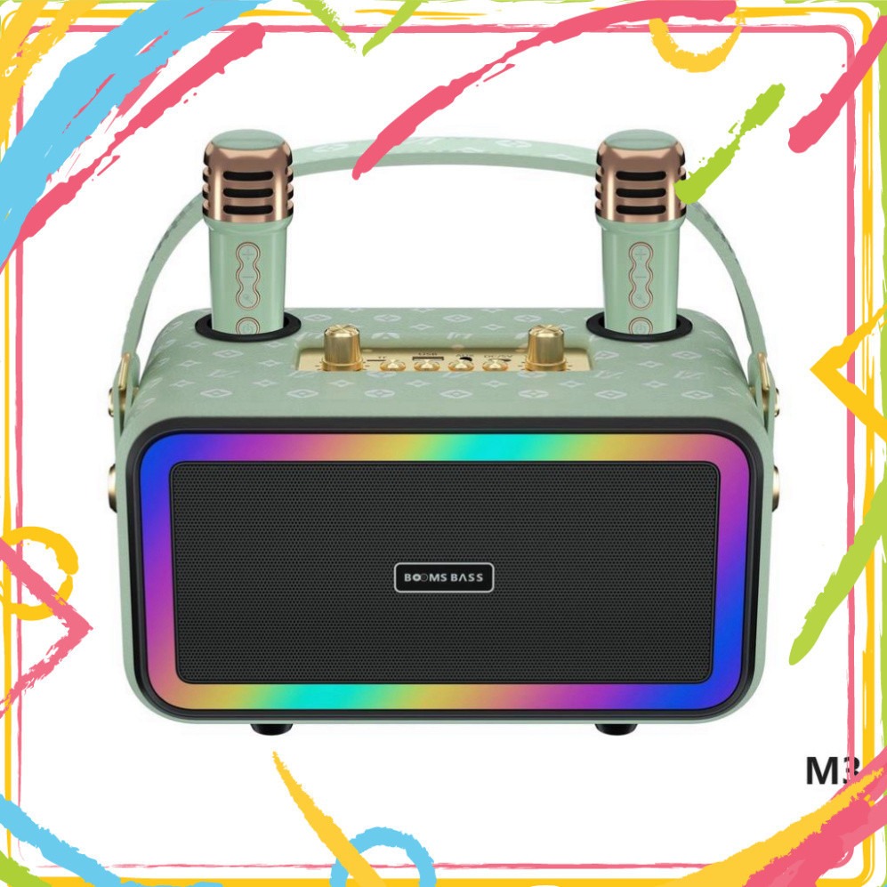 Loa Bluetooth Booms Bass M3201 Sang Trọng Công Suất Lớn Bass Cực Căng Kèm 2 Micro