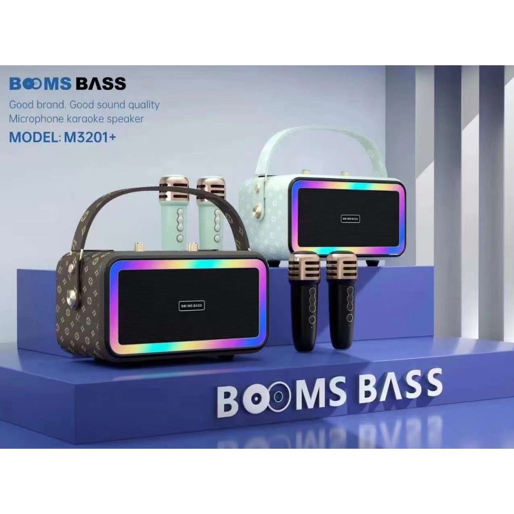 Loa Bluetooth Booms Bass M3201 Sang Trọng Công Suất Lớn Bass Cực Căng Kèm 2 Micro