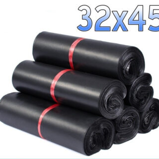 Bộ 100 Túi Nylon Đen 32X45Cm Đóng Hàng Niêm Phong Có Keo Dán Miệng