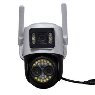 Camera Yoosee 3 Mắt, 2 Màn Hình Ptz Q26D 8Mpx Có Zoom 8X Có Cổng Lan, Có Đèn, Đàm Thoại, Ban Đêm Có Màu Xoay 360 Độ