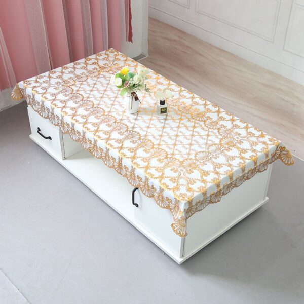 Khăn Bàn Chống Thấm Nhũ Vàng Sang Trọng Hình Chữ Nhật 140X80Cm