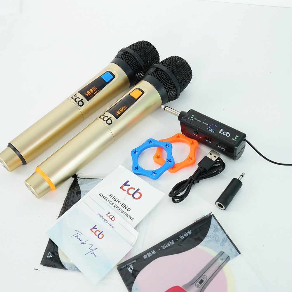 Micro Karaoke Không Dây Cao Cấp Kcb-V3 - Cục Thu 2 Râu Đa Năng Chống Hú