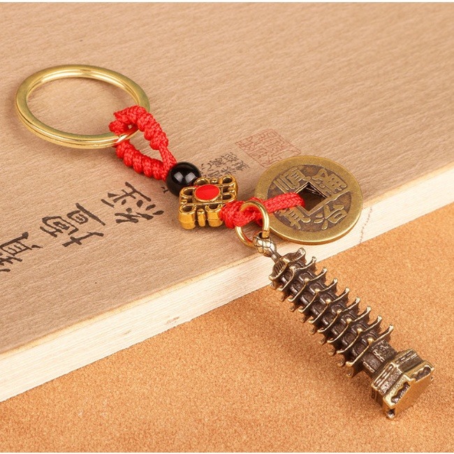 Móc Khoá Phong Thuỷ Hình Tháp Văn Xương Thời Trang