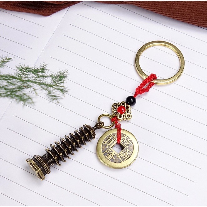 Móc Khoá Phong Thuỷ Hình Tháp Văn Xương Thời Trang