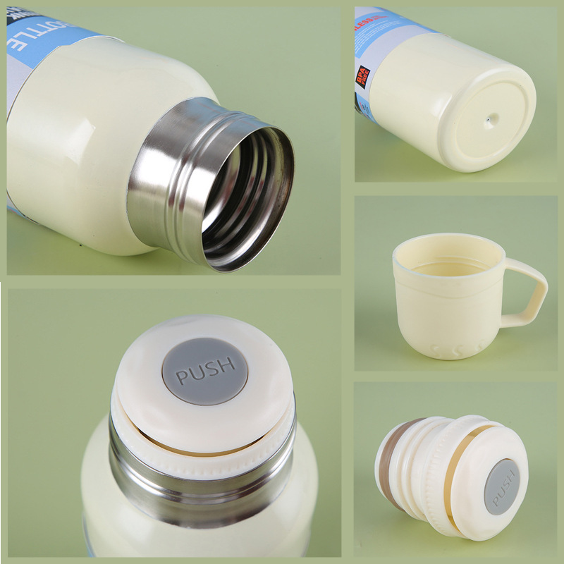 Bộ Bình Giữ Nhiệt 500Ml Tặng Kèm 2 Cốc Nhiều Màu Dễ Thương