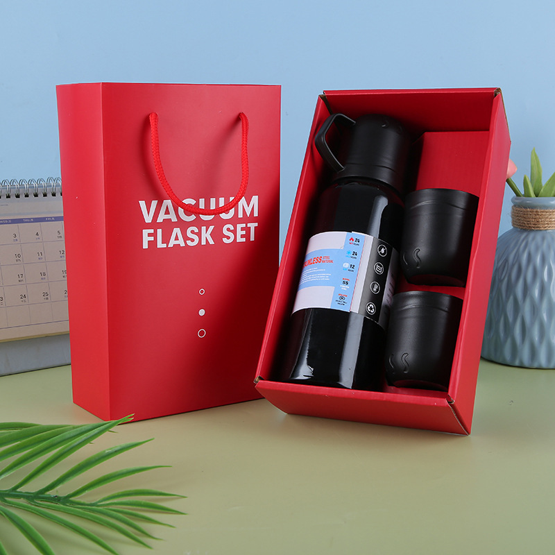 Bộ Bình Giữ Nhiệt 500Ml Tặng Kèm 2 Cốc Nhiều Màu Dễ Thương