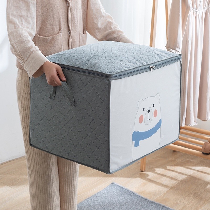 Túi Vải Hình Gấu Đựng Quần Áo Chăn Màn, Gối Mền Đa Năng Gấp Gọn
