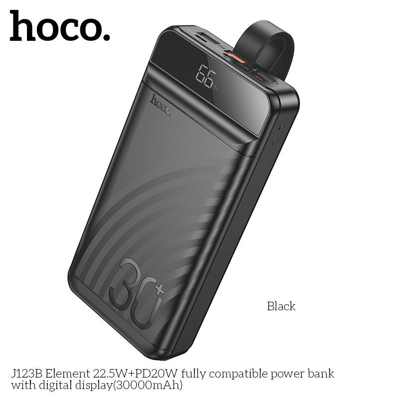 Pin Sạc Dự Phòng J123B Element Màn Hình Kỹ Thuật Số 30000Mah