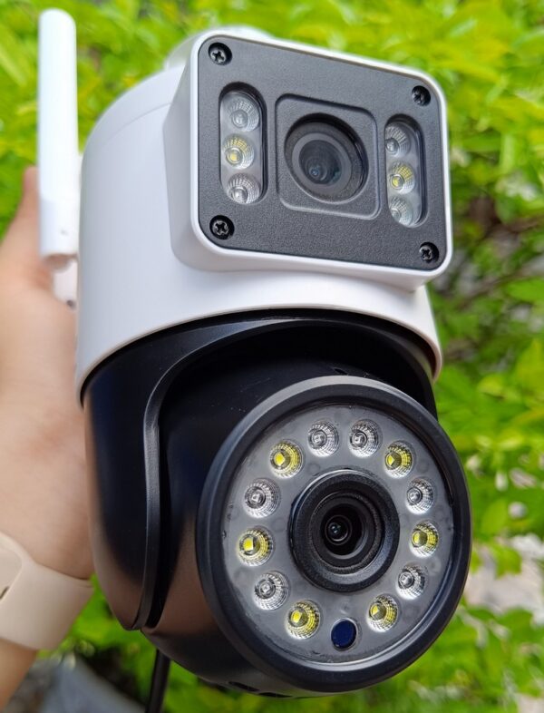 Camera Yoosee Wifi 2 Mắt Ngoài Trời 16 Led Q16D Xem 2 Màn Hình Cùng Lúc 8.0Mpx Chống Nước Ip66 Hồng Ngoại Ban Đêm Có Màu 19X14Cm