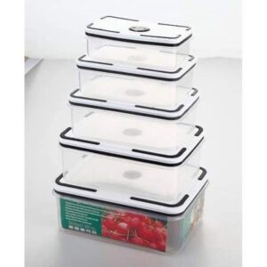 Set 5 Hộp Nhựa Trong Suốt Đựng Thực Phẩm Có Nút Khóa Hút Chân Không