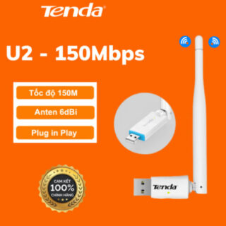 Usb Thu Wifi Tenda U2 Tốc Độ Cao Có Anten, 150Mbps Plug And Play