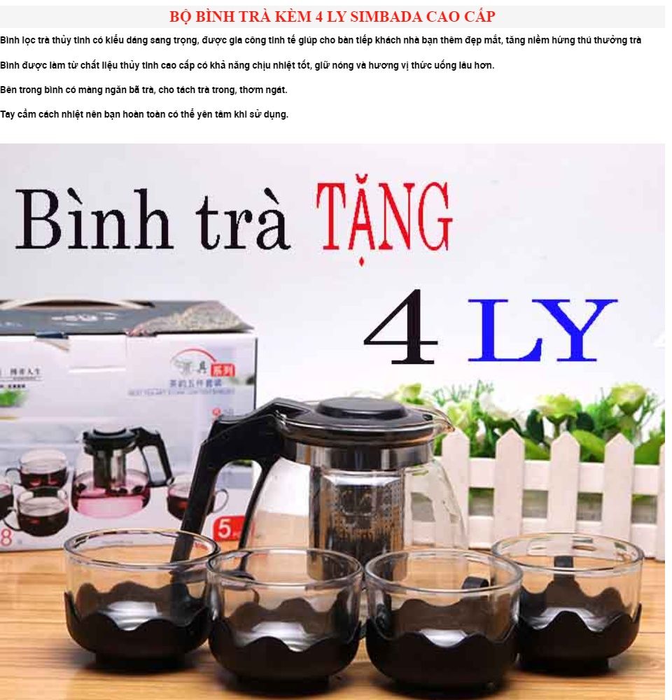 Bộ Bình Trà Kèm 4 Ly Simbada Cao Cấp