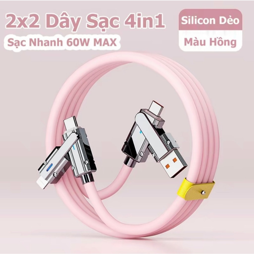 Cáp Sạc Nhanh Pd 60W Cá Mập Bọc Thép 4 In 1 Đa Năng