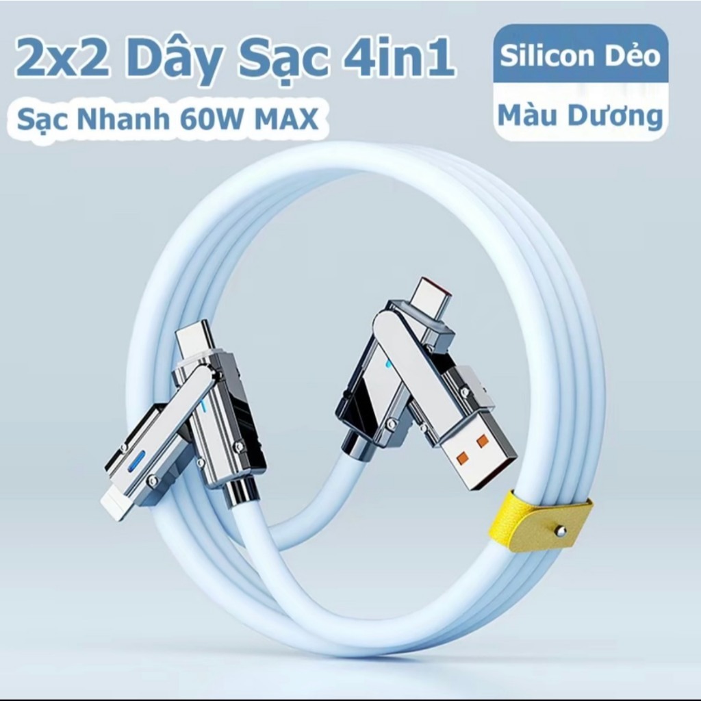 Cáp Sạc Nhanh Pd 60W Cá Mập Bọc Thép 4 In 1 Đa Năng