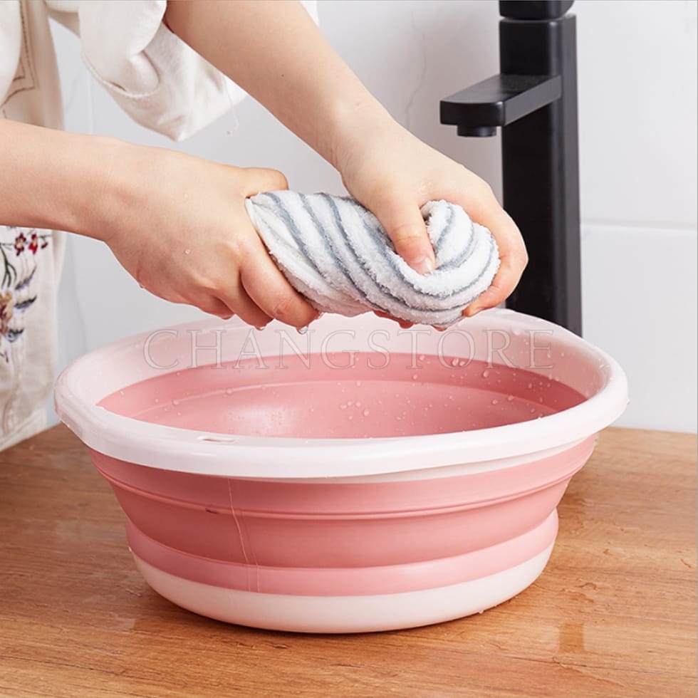 Thau Chậu Rửa Gấp Gọn Màu Trơn Tiện Dụng 35Cm