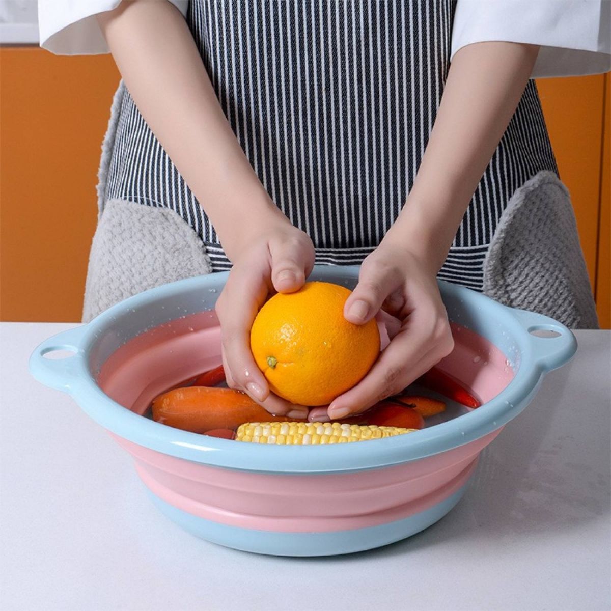 Thau Chậu Rửa Gấp Gọn Màu Trơn Tiện Dụng 35Cm