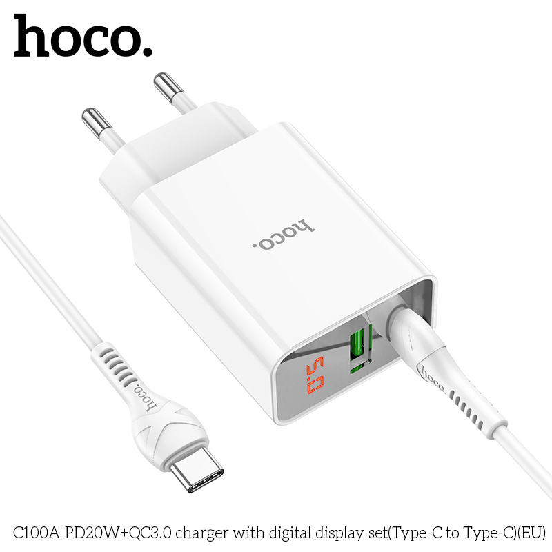 Bộ Sạc Nhanh Hoco C100A Pd20W+Qc3.0 Type-C To Type-C